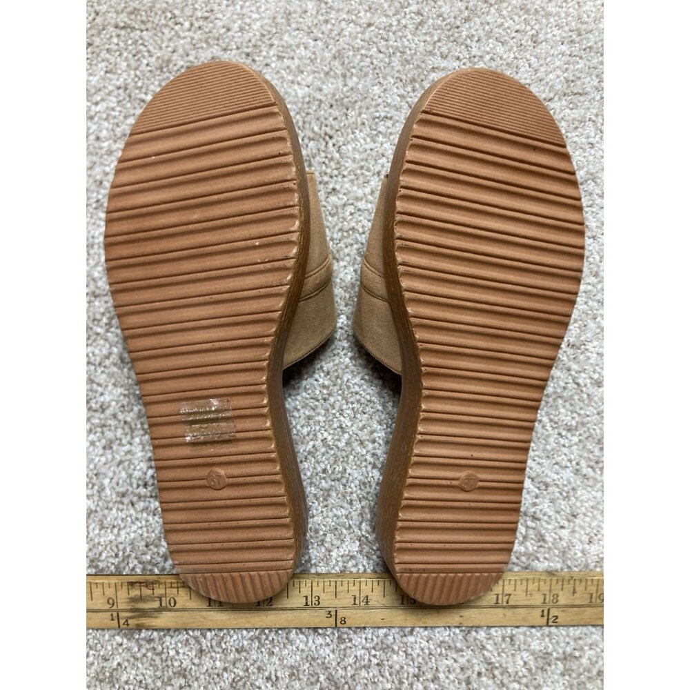 Brown Suede Gold Buckle Slide Sandals Size 8 By Damanique - Picture 3 of 4
